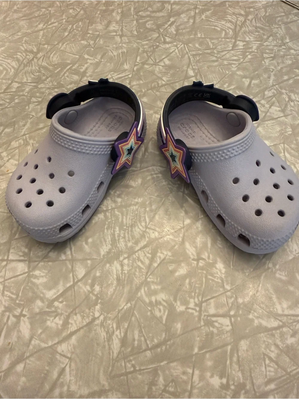CROCS “Little Kid” Light Lavender with Star Charms, Light Up Straps